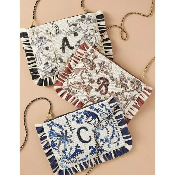Anthropologie Beaded Monogram Clutch "C" - Picture 2 of 2